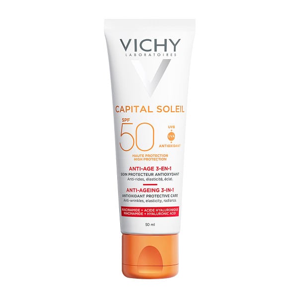 Vichy Capital Soleil Anti-Ageing 3in1 SPF50 Αντηλιακή Κρέμα Προσώπου με Αντιγηραντική Δράση, 50ml 1 vichy